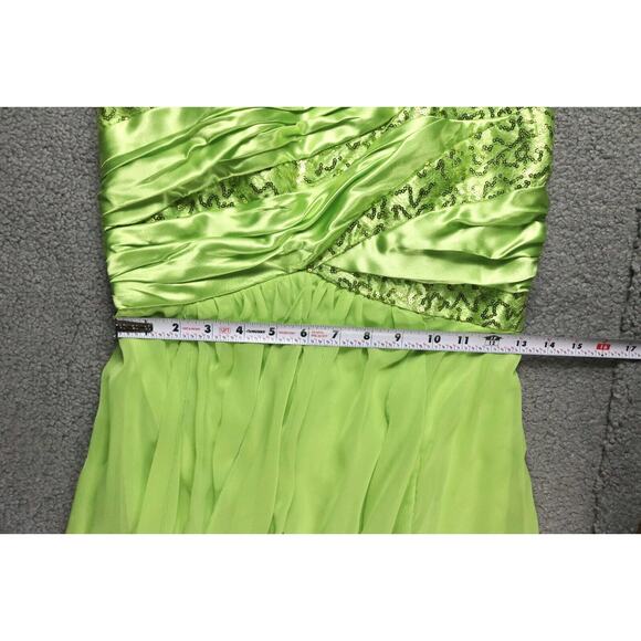 New Gunne Sax Jessica McClintock Dress 7 Green Chiffon Maxi Sequin Strapless - Picture 9 of 9